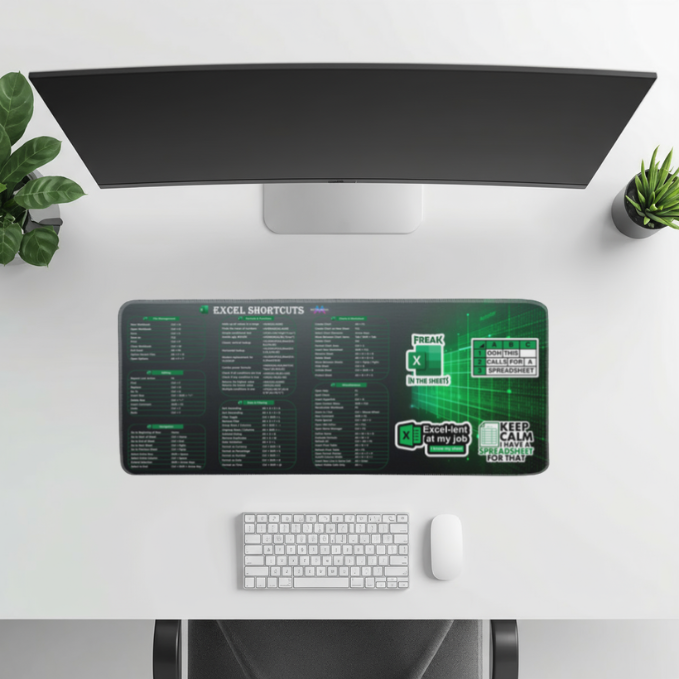 Excel Shortcut Keys & Formulas | Desk Mat | Mouse Pad