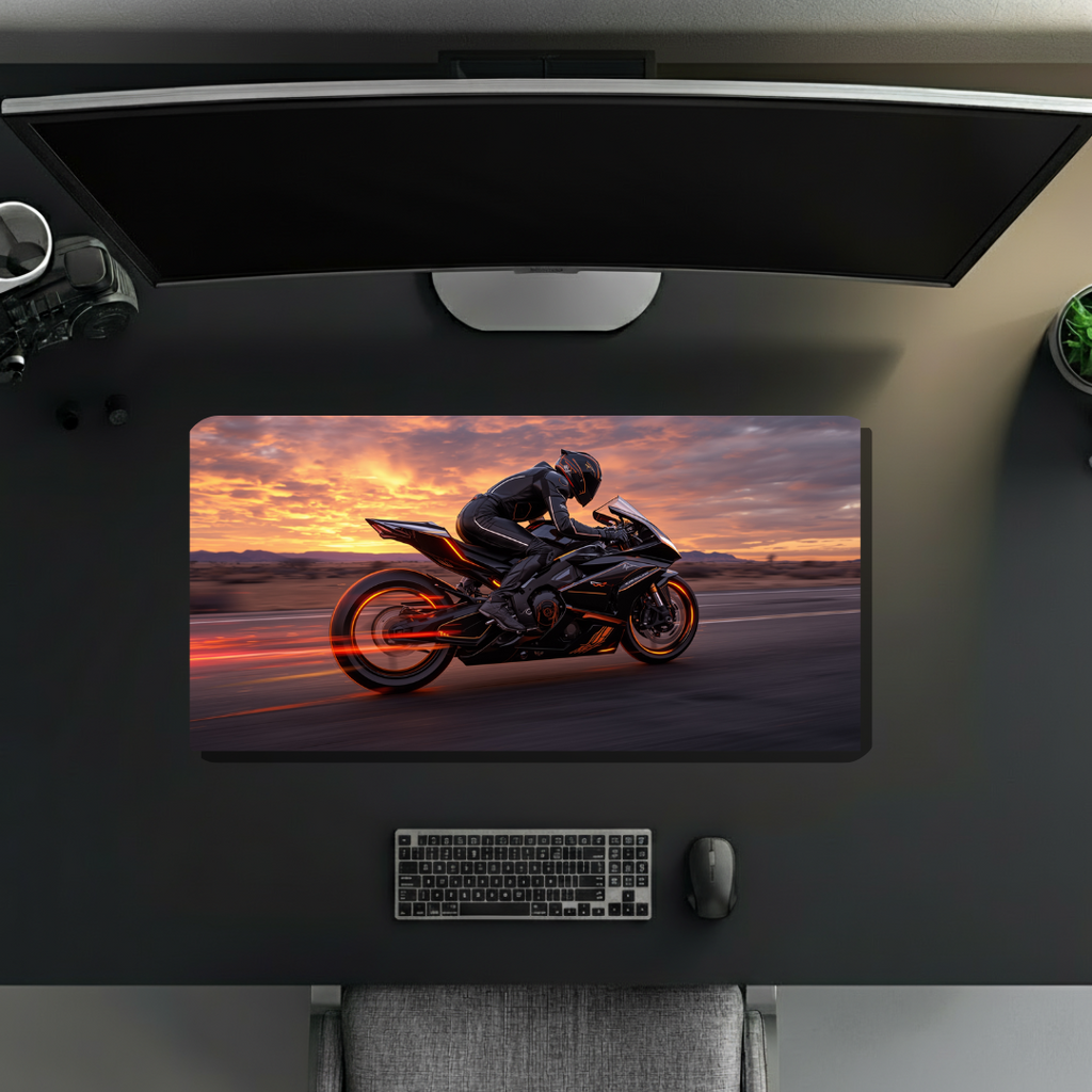 superbike racing at high speed | Desk Mat | Gaming Pad