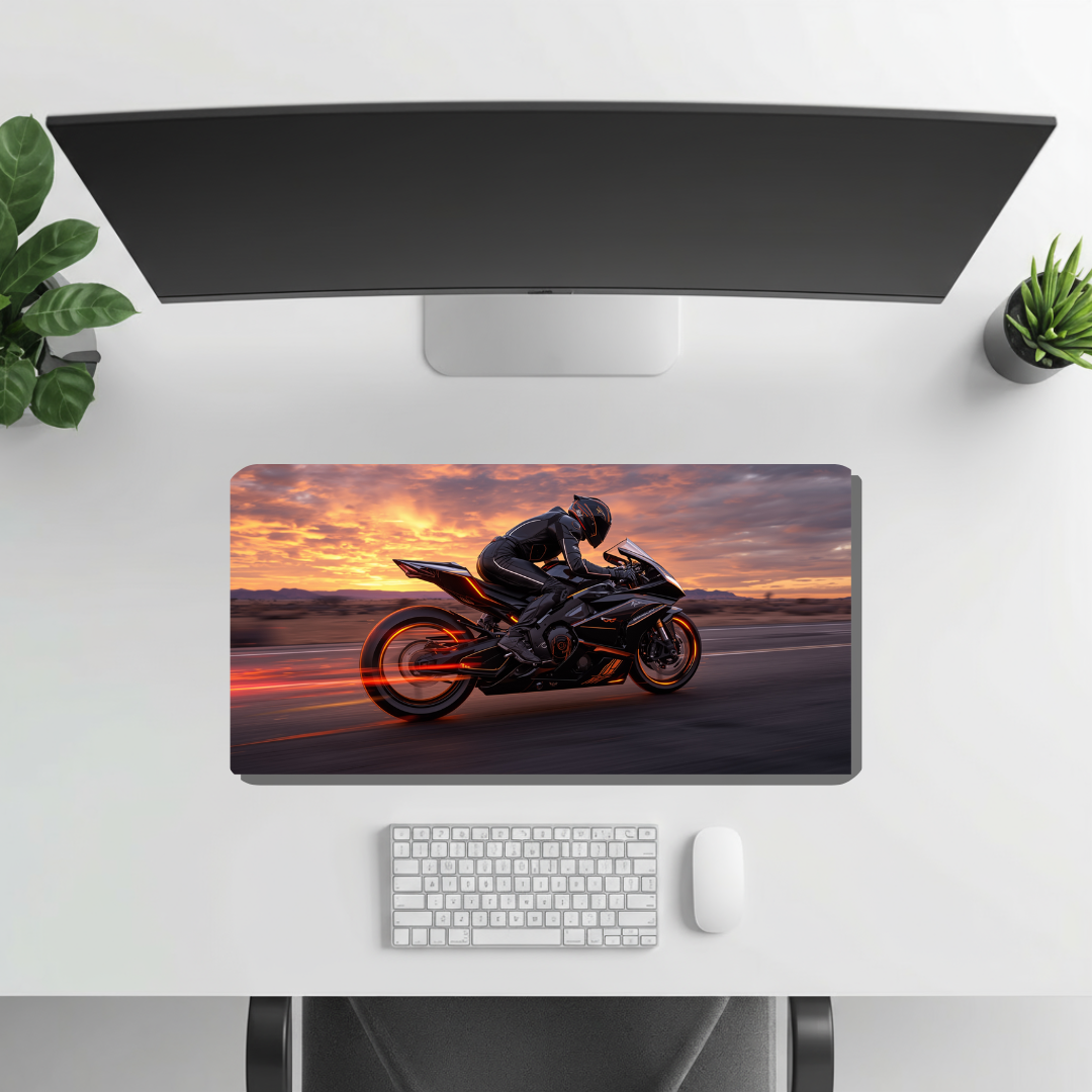 superbike racing at high speed | Desk Mat | Gaming Pad