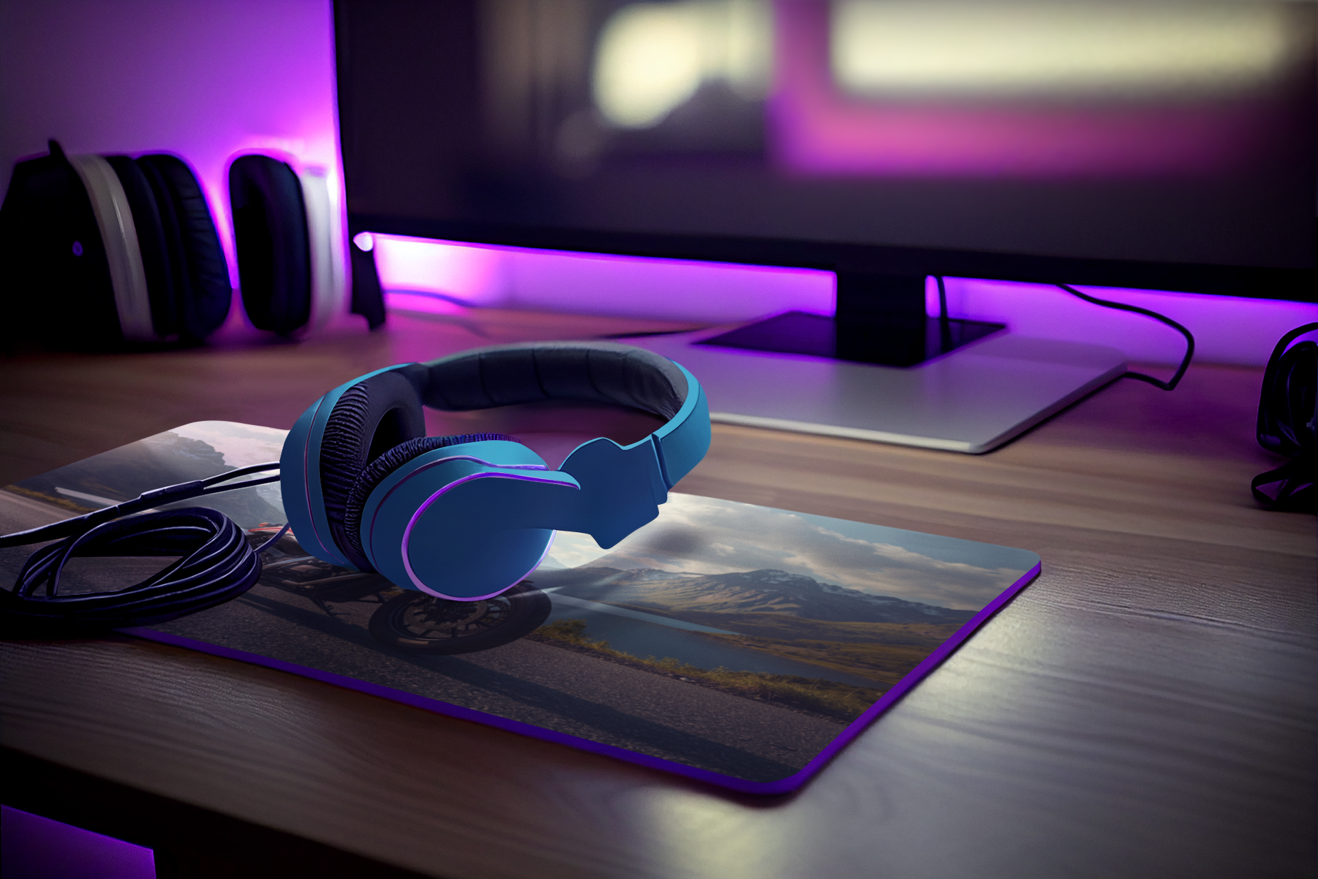 Red cruiser motorcycle | Desk Mat | Gaming Pad