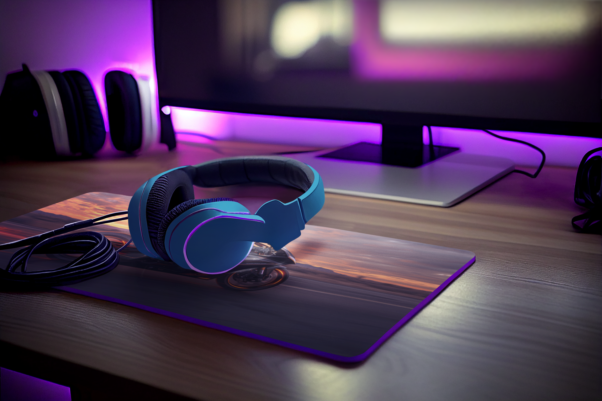 superbike racing at high speed | Desk Mat | Gaming Pad