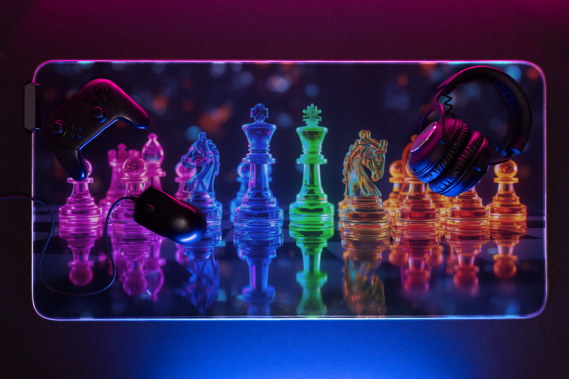 Vibrant Chessboard | Desk Mat | Gaming Pad