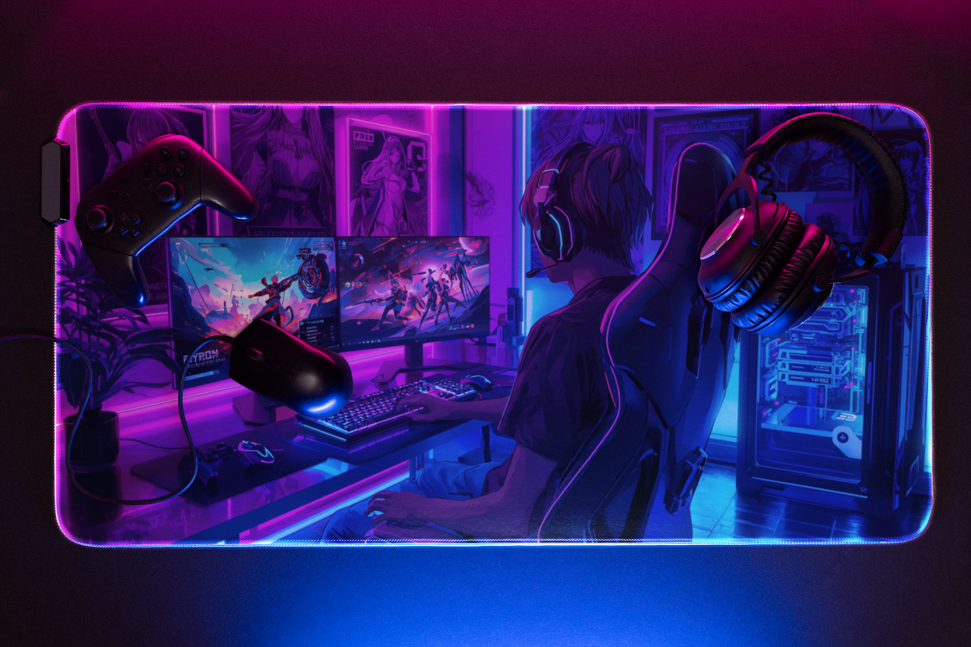Gamer Anime Style | Desk Mat | Gaming Pad