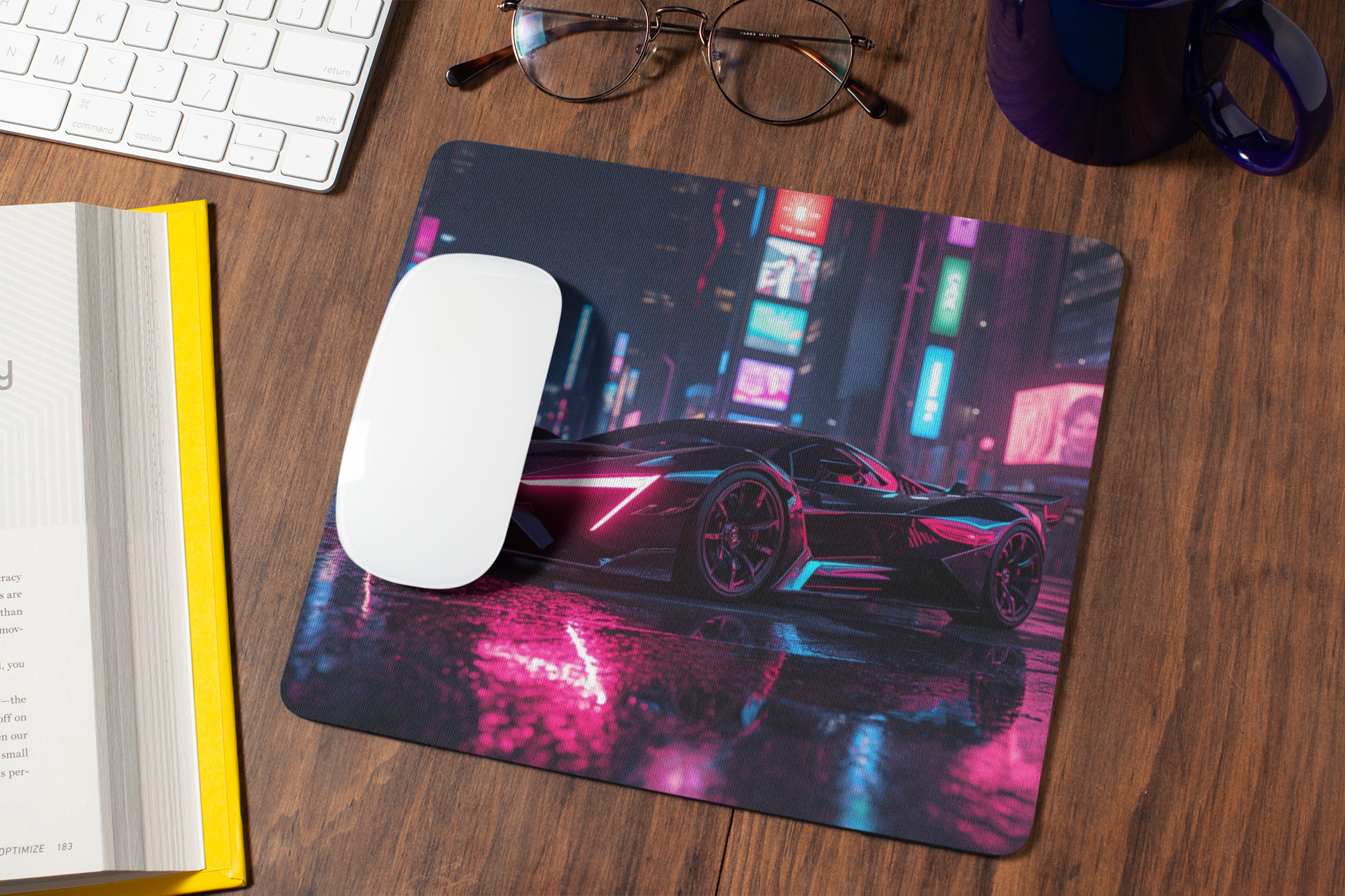 Futuristic black supercar | Mouse Pad