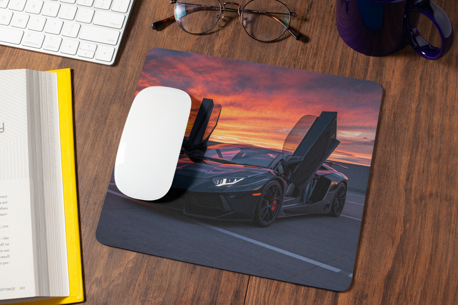 Sleek black Lamborghini Aventador | Mouse Pad