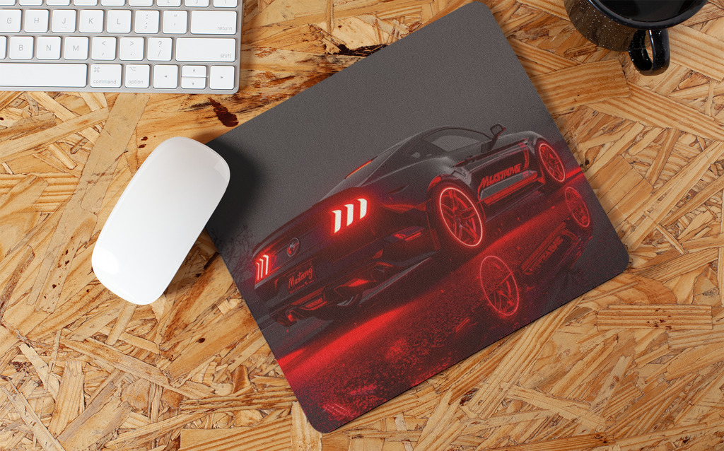 Ford Mustang glowing with neon red highlights | Mouse Pad