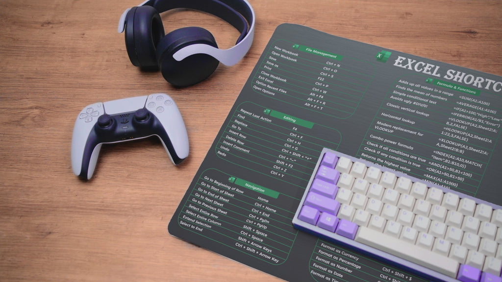 Excel Shortcut Keys & Formulas | Desk Mat | Mouse Pad